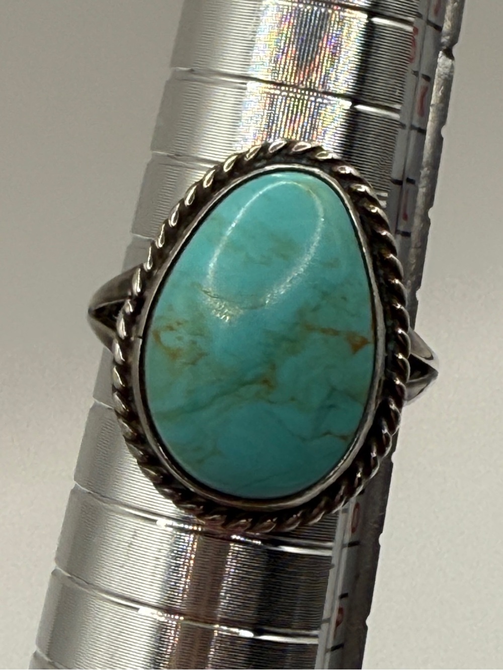 Vintage Navajo Sterling Silver Turquoise Ring 925 size 6.5 Really pretty stone! - Picture 2 of 14